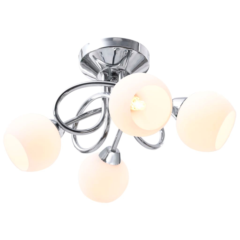 Ceiling Lamp with Round White Ceramic Shades for 4 G9 Bulbs